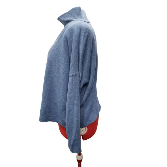 Vineyard Vines Drop Shoulder Pullover Top, Sz L Blue Mock Neck, See Measurements - Picture 4 of 9